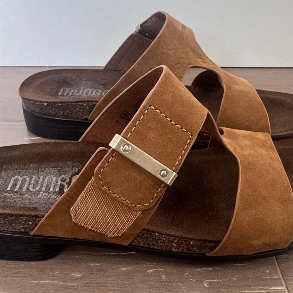 NWOT Munro leather brown Jody Slide Sandal comfy casual minimalist size 7.5N